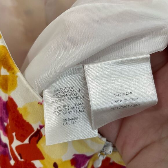 Jones Wear Dress Yellow Pink Red Structured A Line 2000s Floral Womens Size 4 - Picture 5 of 6